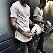 Load image into Gallery viewer, ZSIIBO TX135-C men's T Shirt Kanye West Extended Round Sweep T-Shirt Curved Hem Long line Tops Hip Hop Urban Blank Justin Bieber
