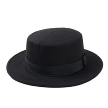 Load image into Gallery viewer, New Fashion Wool Pork Pie Boater Flat Top Hat For Women's Men'st