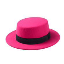 Load image into Gallery viewer, New Fashion Wool Pork Pie Boater Flat Top Hat For Women's Men'st