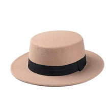 Load image into Gallery viewer, New Fashion Wool Pork Pie Boater Flat Top Hat For Women's Men'st