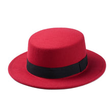 Load image into Gallery viewer, New Fashion Wool Pork Pie Boater Flat Top Hat For Women's Men'st