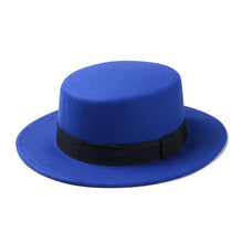 Load image into Gallery viewer, New Fashion Wool Pork Pie Boater Flat Top Hat For Women's Men'st