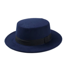 Load image into Gallery viewer, New Fashion Wool Pork Pie Boater Flat Top Hat For Women's Men'st