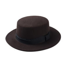 Load image into Gallery viewer, New Fashion Wool Pork Pie Boater Flat Top Hat For Women's Men'st
