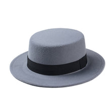 Load image into Gallery viewer, New Fashion Wool Pork Pie Boater Flat Top Hat For Women's Men'st
