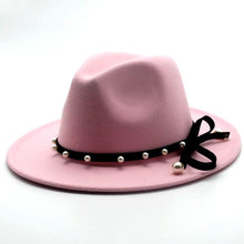 Load image into Gallery viewer, Seioum Wide Brim Autumn Female Fashion pearl Top hat Jazz Cap
