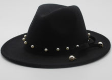 Load image into Gallery viewer, Seioum Wide Brim Autumn Female Fashion pearl Top hat Jazz Cap