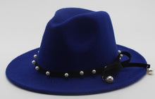 Load image into Gallery viewer, Seioum Wide Brim Autumn Female Fashion pearl Top hat Jazz Cap
