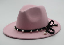 Load image into Gallery viewer, Seioum Wide Brim Autumn Female Fashion pearl Top hat Jazz Cap