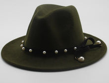 Load image into Gallery viewer, Seioum Wide Brim Autumn Female Fashion pearl Top hat Jazz Cap
