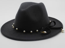 Load image into Gallery viewer, Seioum Wide Brim Autumn Female Fashion pearl Top hat Jazz Cap