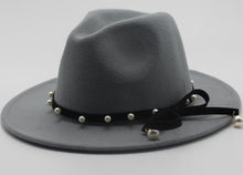 Load image into Gallery viewer, Seioum Wide Brim Autumn Female Fashion pearl Top hat Jazz Cap