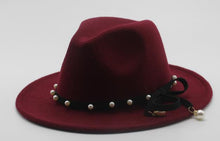 Load image into Gallery viewer, Seioum Wide Brim Autumn Female Fashion pearl Top hat Jazz Cap