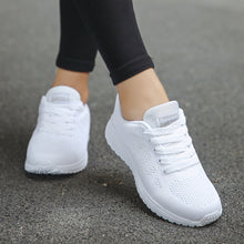 Load image into Gallery viewer, Sneakers Women Sport Shoes Lace-Up Beginner Rubber Fashion Mesh Round Cross Straps Flat Sneakers Running Shoes Casual Shoes