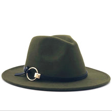 Load image into Gallery viewer, Wool Fedora Hat Hawkins Felt Cap Wide Brim Ladies Trilby Chapeu Feminino Hat Women Men Jazz