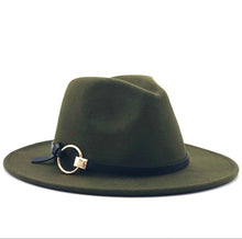 Load image into Gallery viewer, Wool Fedora Hat Hawkins Felt Cap Wide Brim Ladies Trilby Chapeu Feminino Hat Women Men Jazz