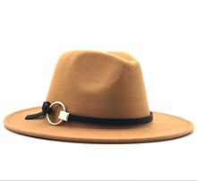 Load image into Gallery viewer, Wool Fedora Hat Hawkins Felt Cap Wide Brim Ladies Trilby Chapeu Feminino Hat Women Men Jazz