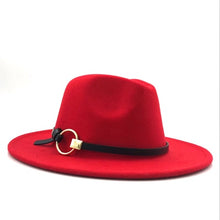 Load image into Gallery viewer, Wool Fedora Hat Hawkins Felt Cap Wide Brim Ladies Trilby Chapeu Feminino Hat Women Men Jazz