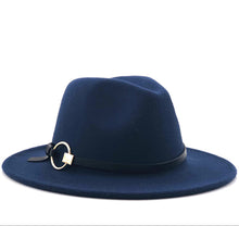 Load image into Gallery viewer, Wool Fedora Hat Hawkins Felt Cap Wide Brim Ladies Trilby Chapeu Feminino Hat Women Men Jazz