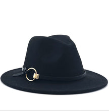 Load image into Gallery viewer, Wool Fedora Hat Hawkins Felt Cap Wide Brim Ladies Trilby Chapeu Feminino Hat Women Men Jazz