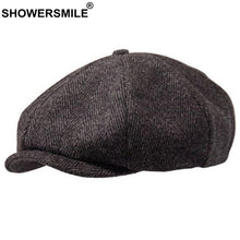 Load image into Gallery viewer, SHOWERSMILE Brand Wool Newsboy Caps Men Grey Herringbone Flat Caps Women Coffee British Painters Hat Autumn Winter Caps And Hats