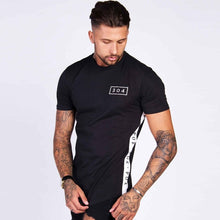 Load image into Gallery viewer, Men Cotton Short sleeve t shirt Fitness Slim Patchwork Black T-shirt Male Brand Gyms Tees Tops Summer Fashion Casual clothing