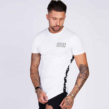 Load image into Gallery viewer, Men Cotton Short sleeve t shirt Fitness Slim Patchwork Black T-shirt Male Brand Gyms Tees Tops Summer Fashion Casual clothing