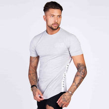 Load image into Gallery viewer, Men Cotton Short sleeve t shirt Fitness Slim Patchwork Black T-shirt Male Brand Gyms Tees Tops Summer Fashion Casual clothing