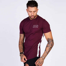 Load image into Gallery viewer, Men Cotton Short sleeve t shirt Fitness Slim Patchwork Black T-shirt Male Brand Gyms Tees Tops Summer Fashion Casual clothing