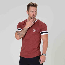 Load image into Gallery viewer, Men Cotton Short sleeve t shirt Fitness Slim Patchwork Black T-shirt Male Brand Gyms Tees Tops Summer Fashion Casual clothing