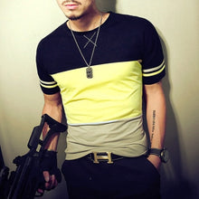 Load image into Gallery viewer, 2019 Summer Fashion Men's T Shirt Casual Patchwork Short Sleeve Men T-Shirt Mens Clothing Casual Slim Fit Hip-Hop Top Tees 5XL