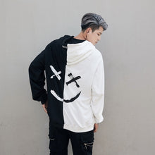 Load image into Gallery viewer, DJ Marshmello Graffiti Smiley Devil Black and White Stitching Sweatshirts Men/Women hip-hop