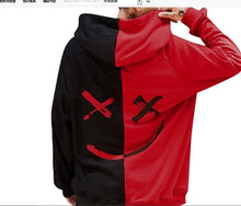 Load image into Gallery viewer, DJ Marshmello Graffiti Smiley Devil Black and White Stitching Sweatshirts Men/Women hip-hop
