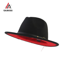 Load image into Gallery viewer, QIUBOSS Black Red Patchwork Wool