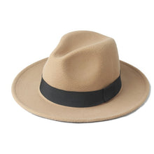 Load image into Gallery viewer, Wool Men Felt Trilby Fedora Hat For Gentleman Wide Brim Top