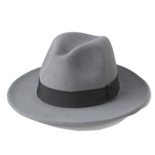 Load image into Gallery viewer, Wool Men Felt Trilby Fedora Hat For Gentleman Wide Brim Top
