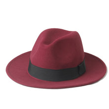 Load image into Gallery viewer, Wool Men Felt Trilby Fedora Hat For Gentleman Wide Brim Top