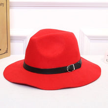 Load image into Gallery viewer, Women Wide Brim Wool Felt Jazz Fedora Cap