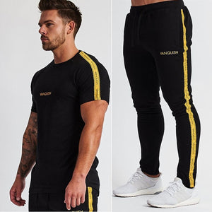 2019 New autumn men's sports suit cotton printing compression sportswear