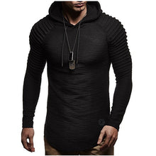 Load image into Gallery viewer, 2018 New Men's O-Neck Fold Hooded T-shirts Tees Male Casual Long Sleeve T shirt Slim Fit Fitness Gyms T-shirts Tops XXXL