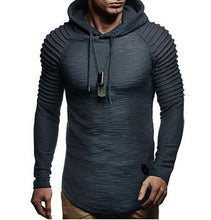 Load image into Gallery viewer, 2018 New Men's O-Neck Fold Hooded T-shirts Tees Male Casual Long Sleeve T shirt Slim Fit Fitness Gyms T-shirts Tops XXXL