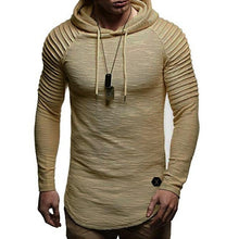 Load image into Gallery viewer, 2018 New Men's O-Neck Fold Hooded T-shirts Tees Male Casual Long Sleeve T shirt Slim Fit Fitness Gyms T-shirts Tops XXXL