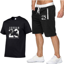 Load image into Gallery viewer, New casual suit men's summer quality couple sportswear cotton printing Jordan 23 T shirt + shorts two-piece fashion clothing