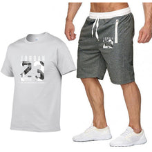 Load image into Gallery viewer, New casual suit men's summer quality couple sportswear cotton printing Jordan 23 T shirt + shorts two-piece fashion clothing