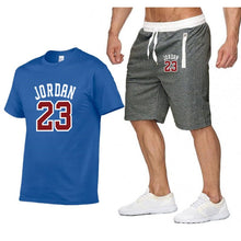 Load image into Gallery viewer, New casual suit men's summer quality couple sportswear cotton printing Jordan 23 T shirt + shorts two-piece fashion clothing