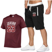 Load image into Gallery viewer, New casual suit men's summer quality couple sportswear cotton printing Jordan 23 T shirt + shorts two-piece fashion clothing