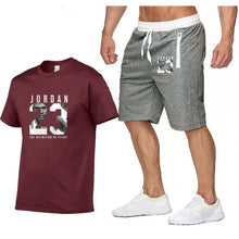 Load image into Gallery viewer, New casual suit men's summer quality couple sportswear cotton printing Jordan 23 T shirt + shorts two-piece fashion clothing