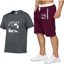 Load image into Gallery viewer, New casual suit men's summer quality couple sportswear cotton printing Jordan 23 T shirt + shorts two-piece fashion clothing