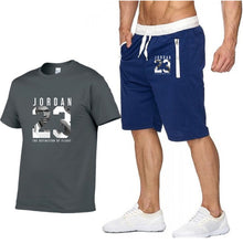 Load image into Gallery viewer, New casual suit men's summer quality couple sportswear cotton printing Jordan 23 T shirt + shorts two-piece fashion clothing